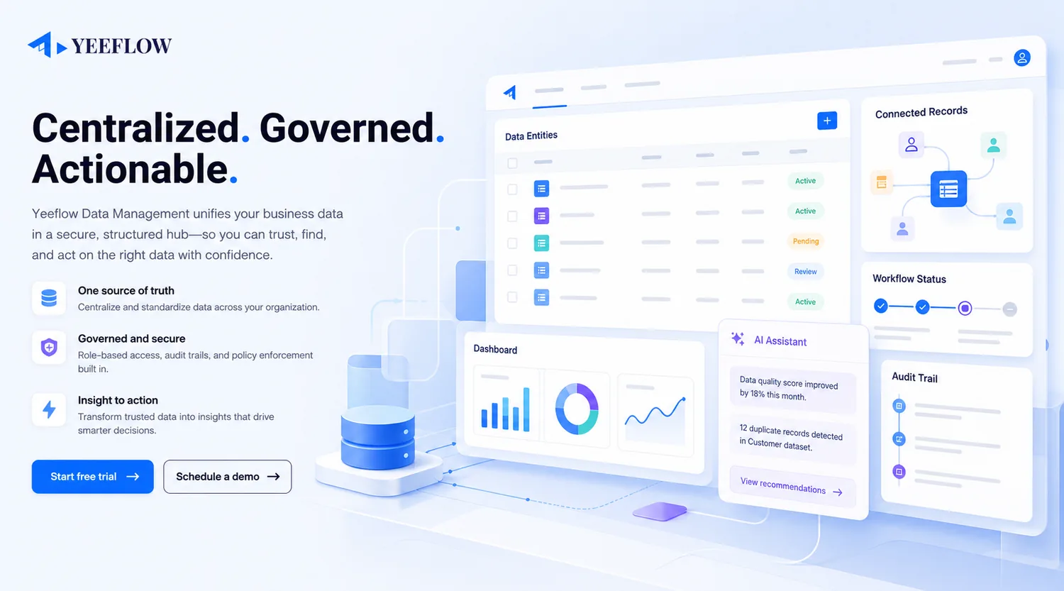 AI-assisted structured data operations workspace