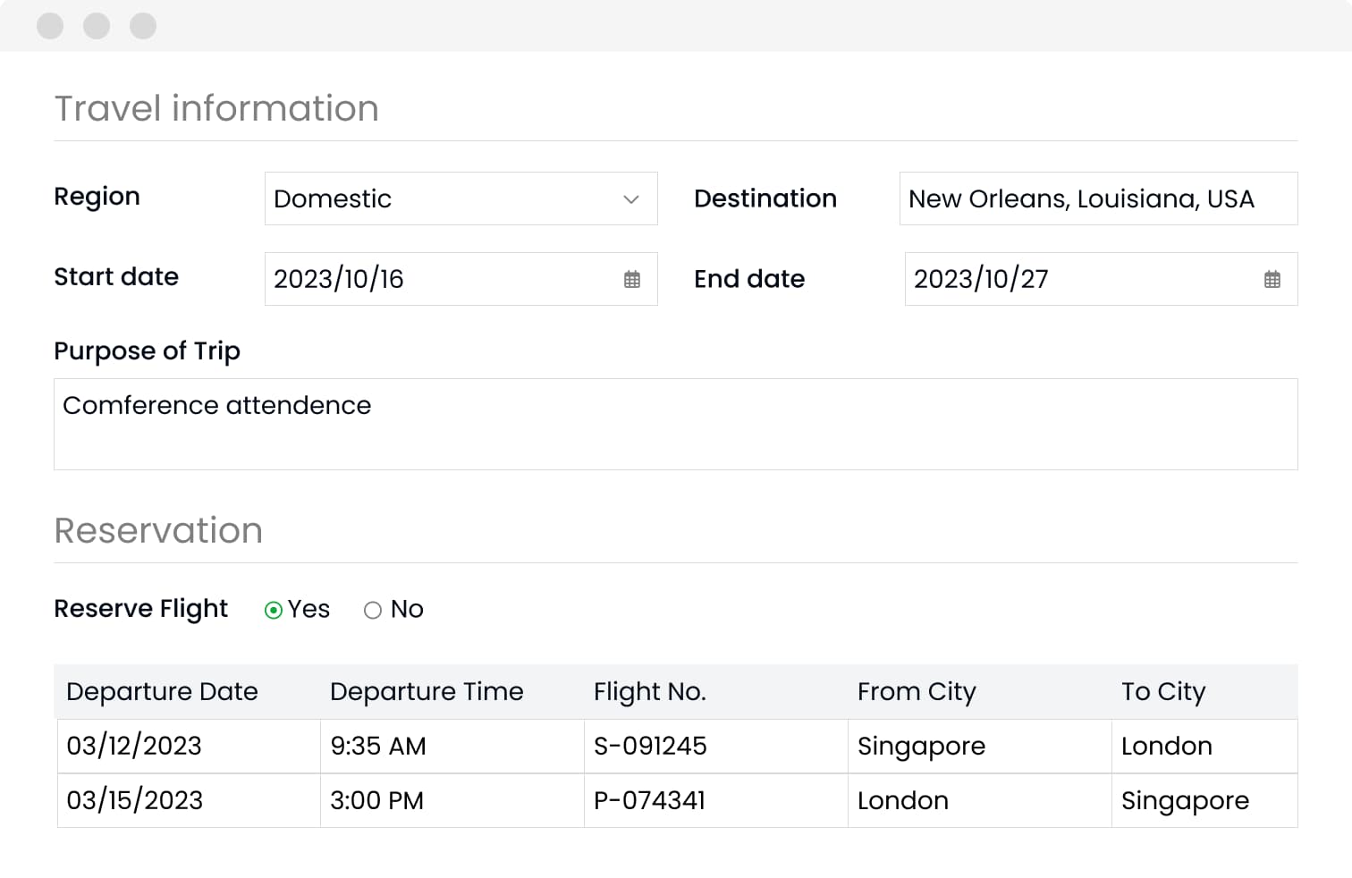Travel requests finance workflow screen