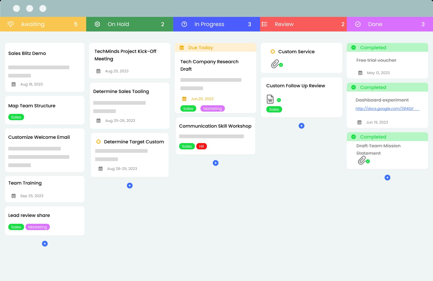 Automate handoffs, status updates, and more sales management screen