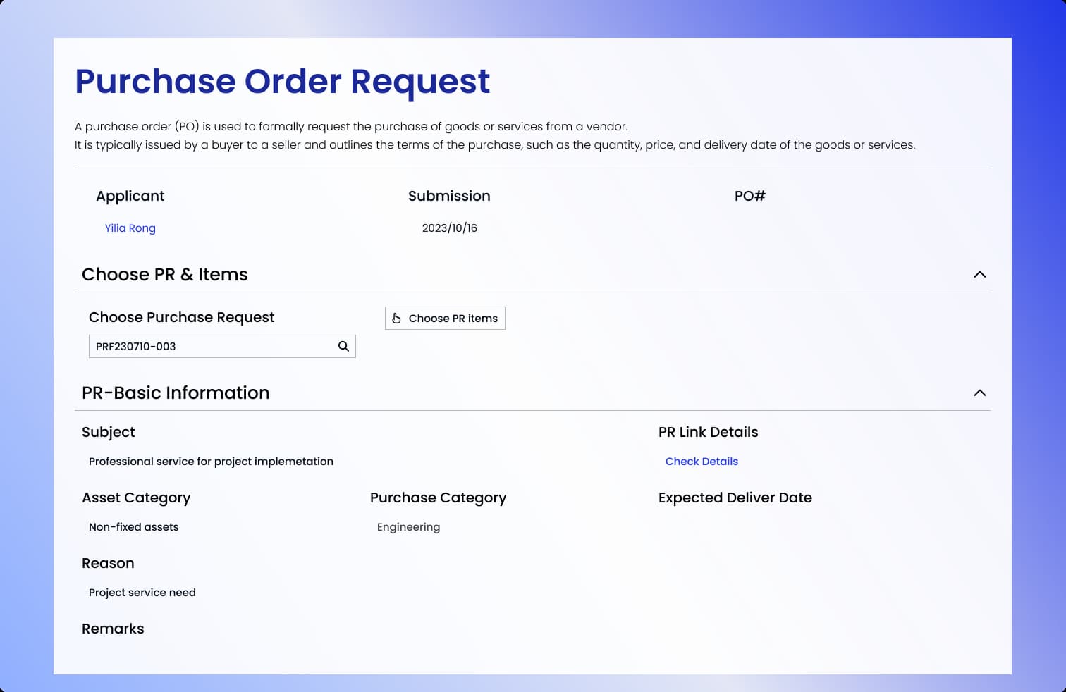 Flexible PO processing