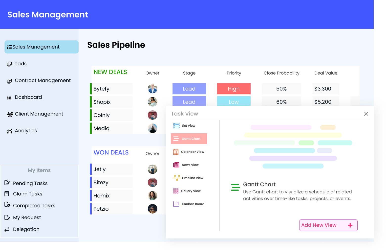 See client relationships at a glance sales management screen