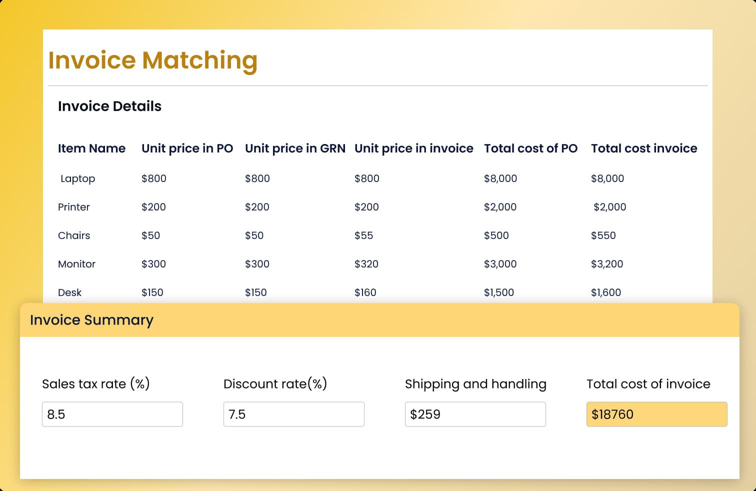Automated 3-way matching