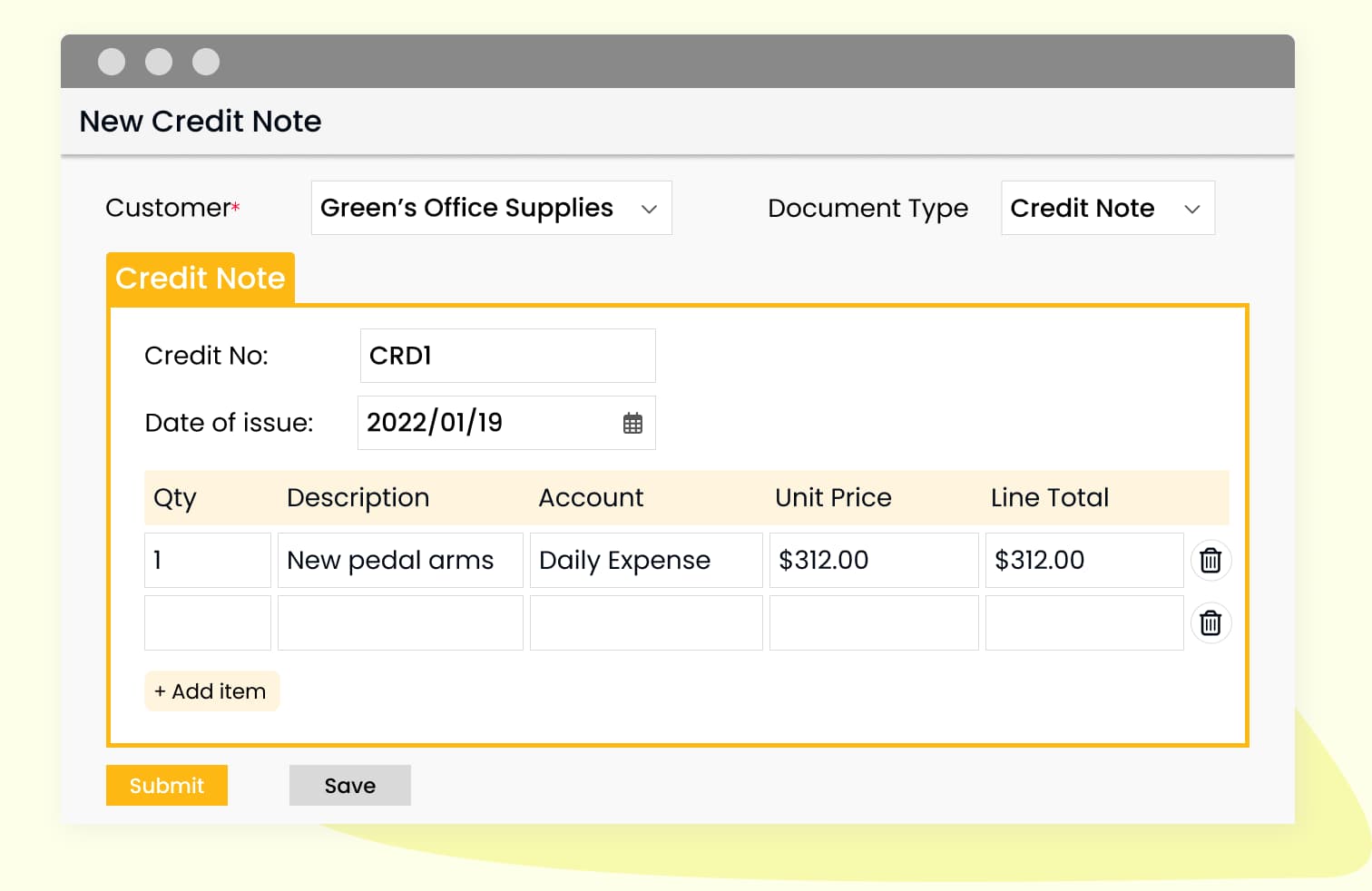 Credit note approvals finance workflow screen