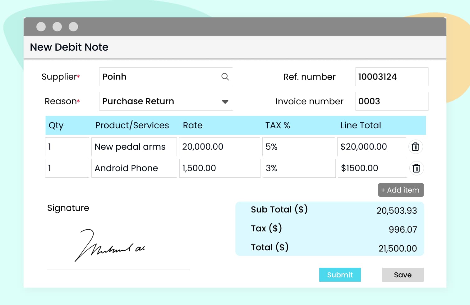 Debit note approvals finance workflow screen