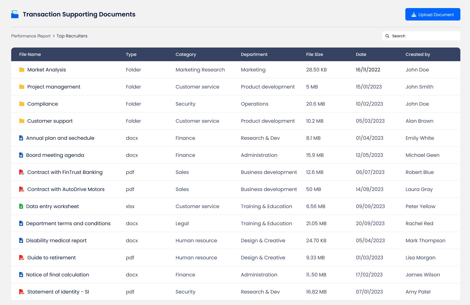 Document library connected to data lists