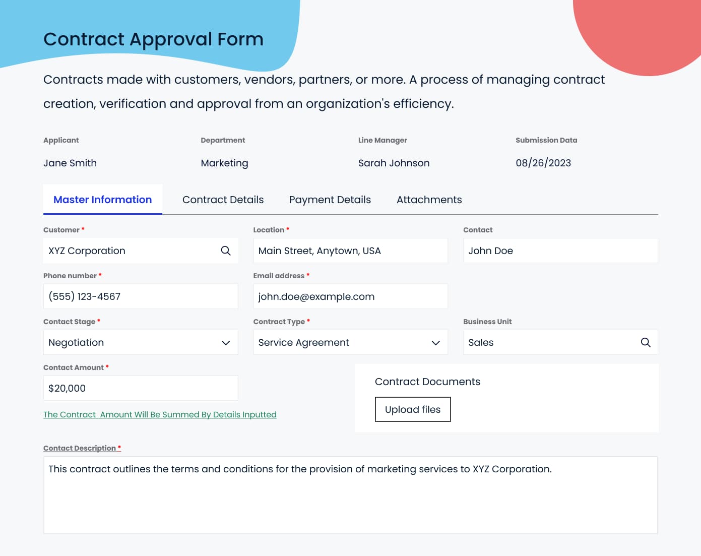 Contract Approval Process approval form