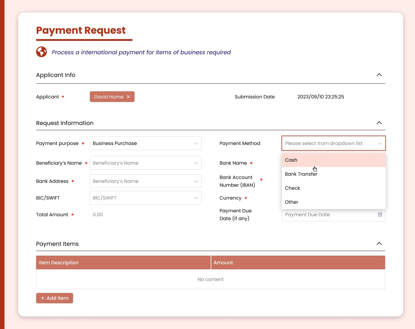 Payment Approval Process approval form