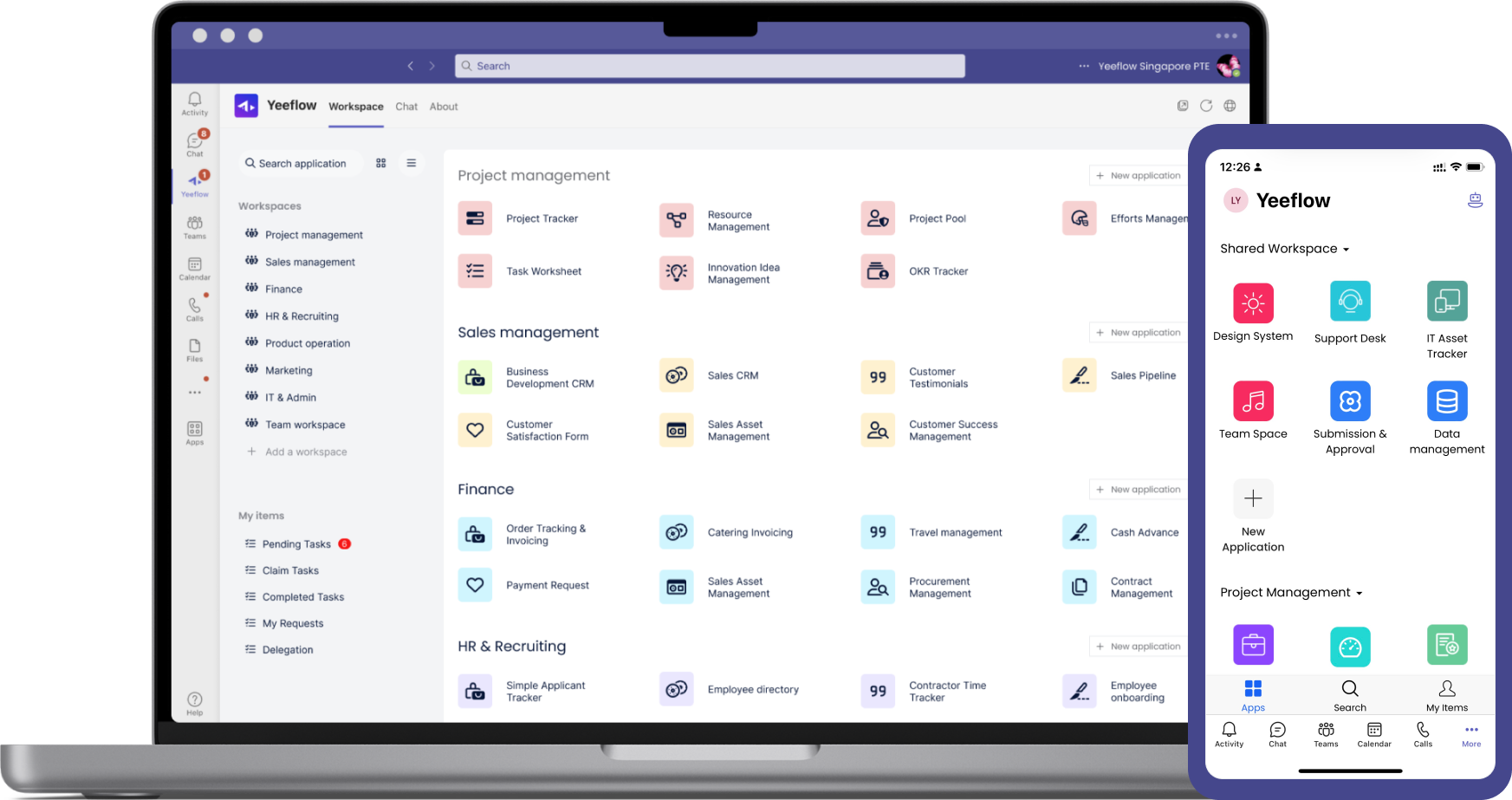 Yeeflow inside Microsoft Teams mobile